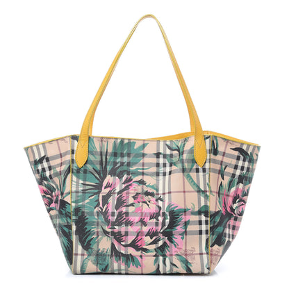 Burberry Haymarket Check Small Peony Rose Tote Larch Yellow 1 of 16