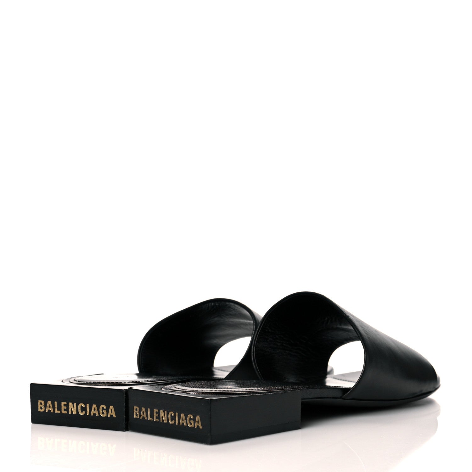 Balenciaga Shiny Smooth Sheepskin Box Flat Sandals 41 Black 3 of 11