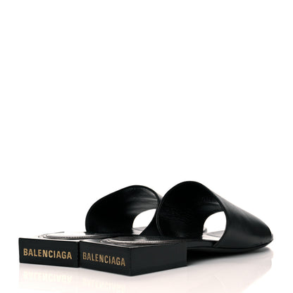 Balenciaga Shiny Smooth Sheepskin Box Flat Sandals 41 Black 3 of 11