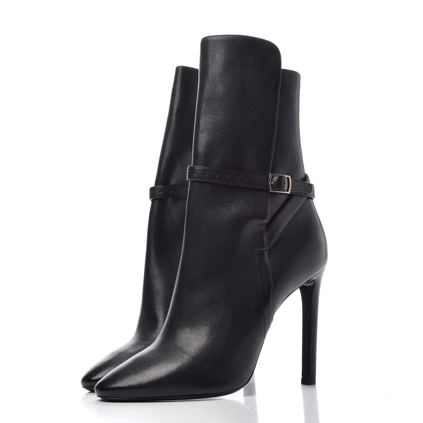 Nappa Mica Buckle Ankle Booties 39 Black