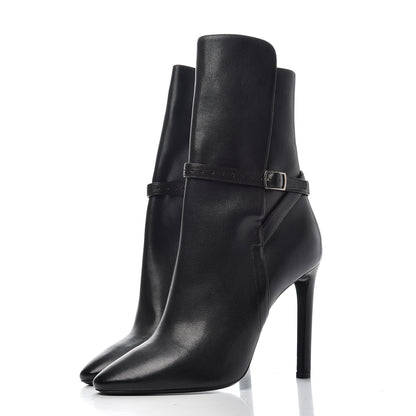 Saint Laurent Nappa Mica Buckle Ankle Booties 39 Black 3 of 10
