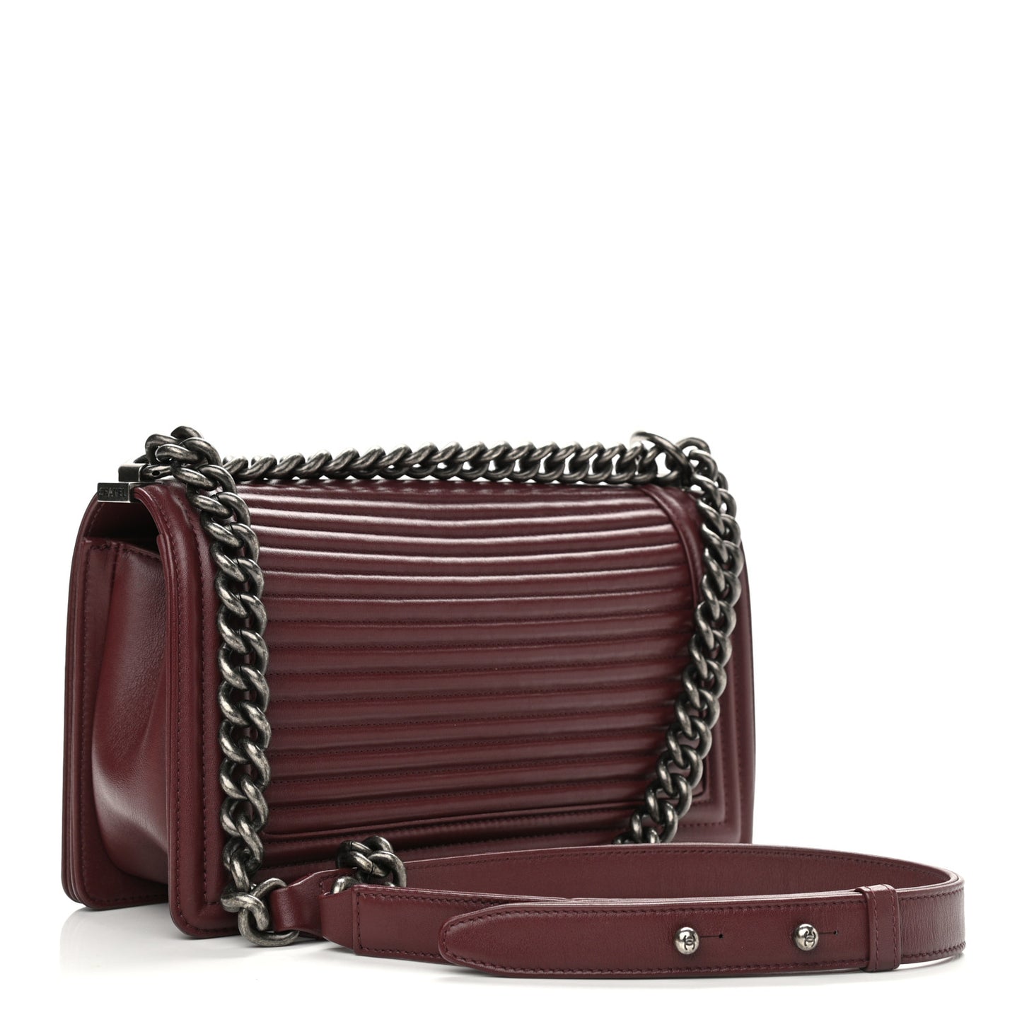 Calfskin Horizontal Quilted Medium Boy Flap Burgundy