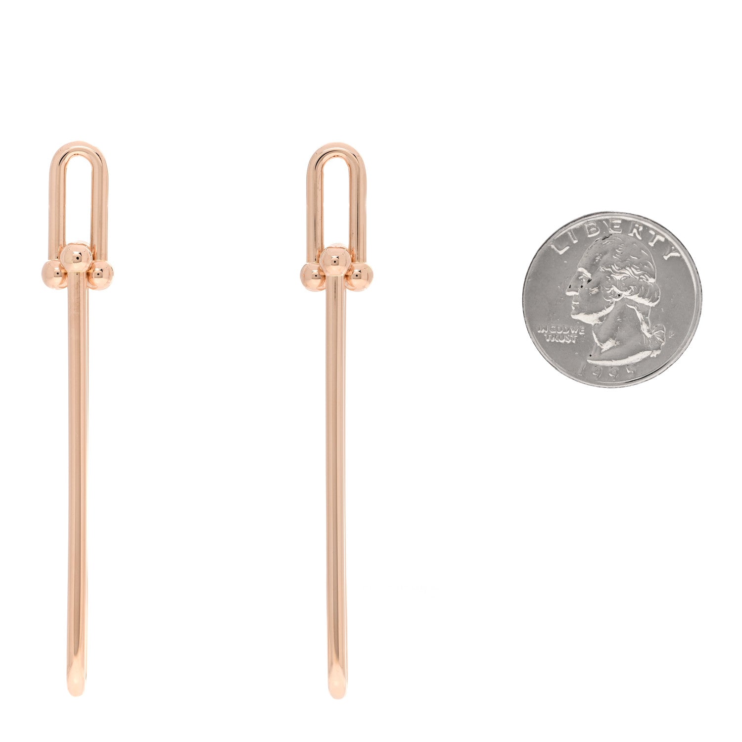 Tiffany 18K Rose Gold HardWear Double Long Link Earrings 2 of 5