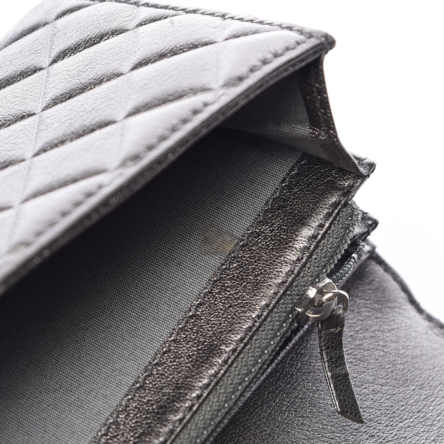 Chanel Calfskin Quilted Large Diamond CC Flap Wallet Dark Silver 11 of 19