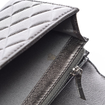 Chanel Calfskin Quilted Large Diamond CC Flap Wallet Dark Silver 11 of 19