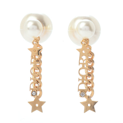 Christian Dior Pearl Tribales Dangle Chain Star Earrings Gold 3 of 7
