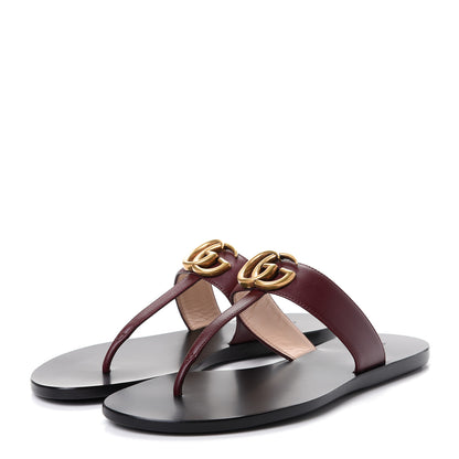 Gucci Calfskin GG Marmont Thong Sandals 36.5 Vintage Bordeaux 3 of 10