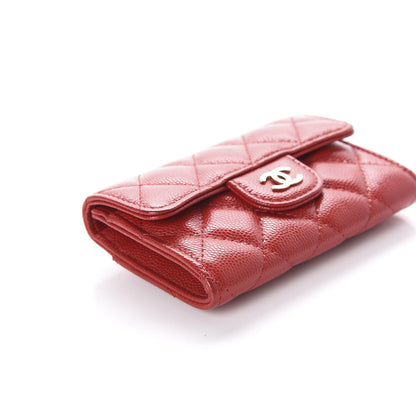 Chanel Caviar Quilted Flap Card Holder Wallet Red 7 of 10