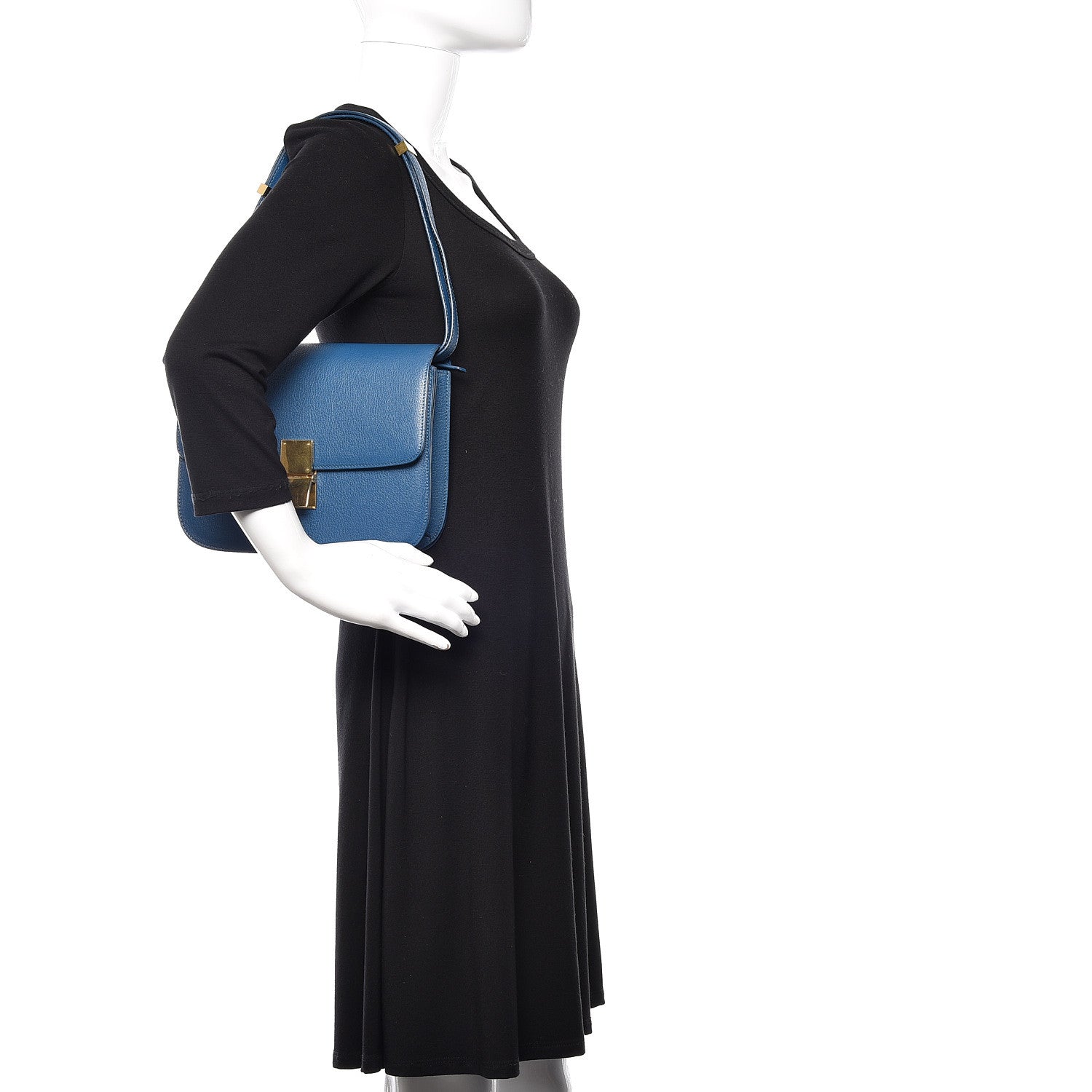 Celine Goatskin Medium Classic Box Flap Bag Deepsea 2 of 11