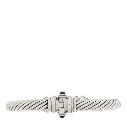David Yurman Sterling Silver Diamond Hampton Blue Topaz 7mm Cable Buckle Bracelet 2 of 3