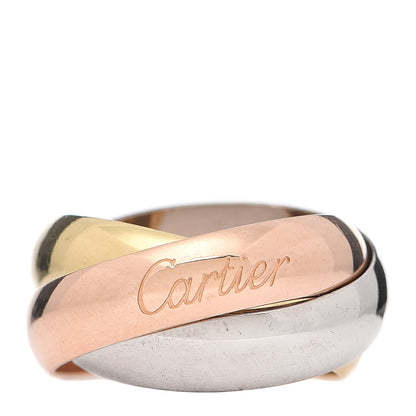 Cartier 18K Pink Yellow White Gold Large Trinity Ring 53 6.5 1 of 4