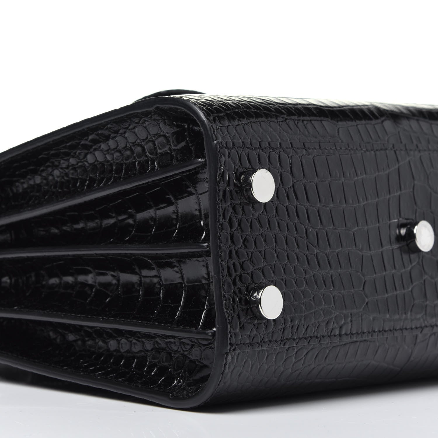 Saint Laurent Calfskin Crocodile Embossed Nano Sac De Jour Black 9 of 10