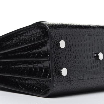 Saint Laurent Calfskin Crocodile Embossed Nano Sac De Jour Black 9 of 10