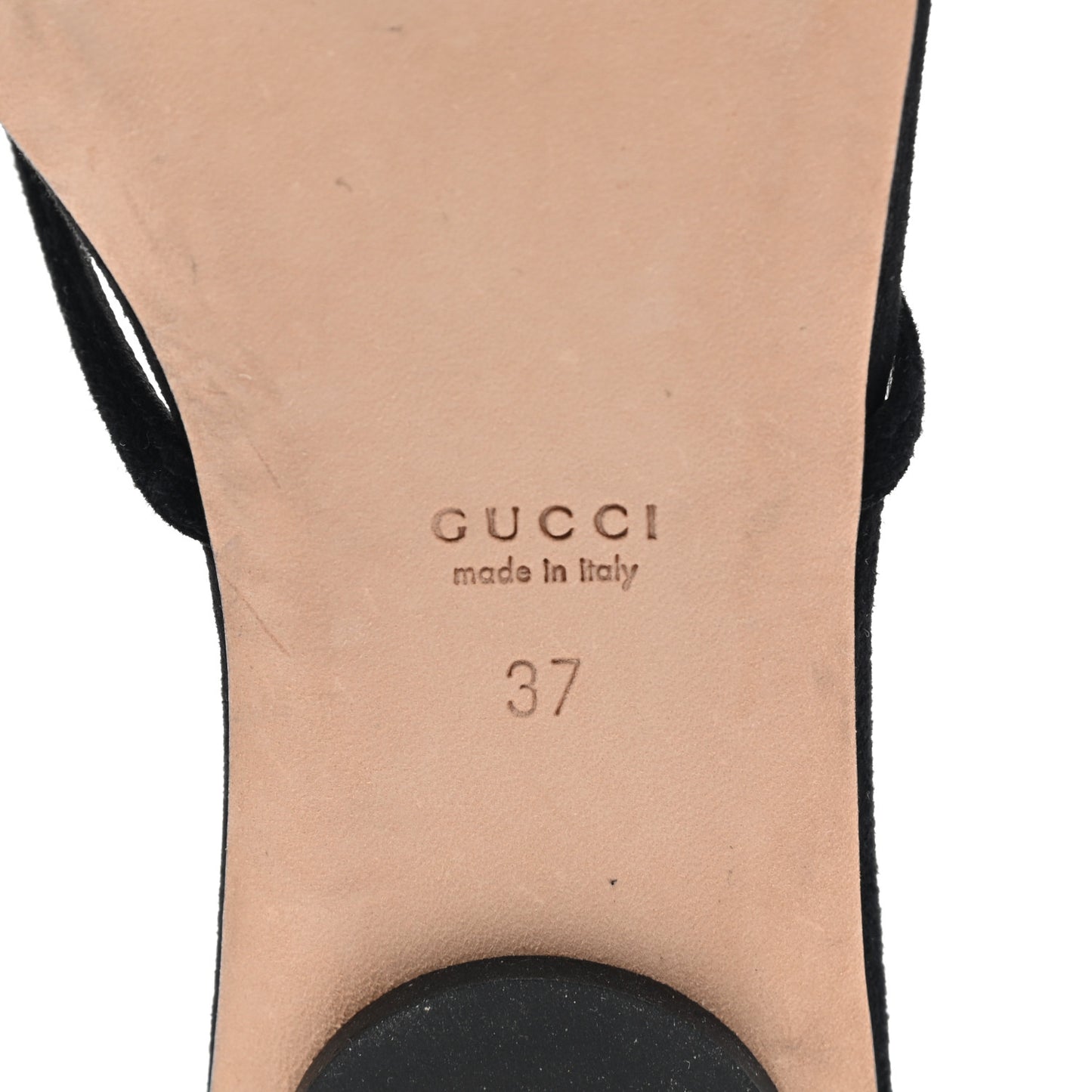 Suede Crystal GG Thong Sandals 37 Black
