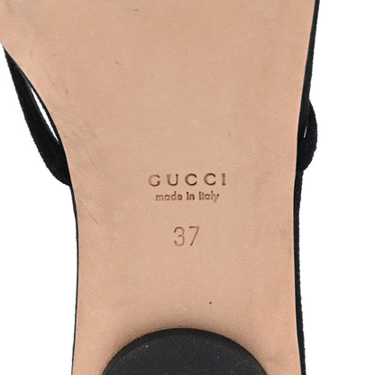 Gucci Suede Crystal GG Thong Sandals 37 Black 6 of 7