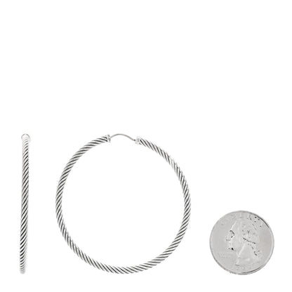David Yurman Sterling Silver Extra Large Cable Classics Hoop Earrings 2 of 5