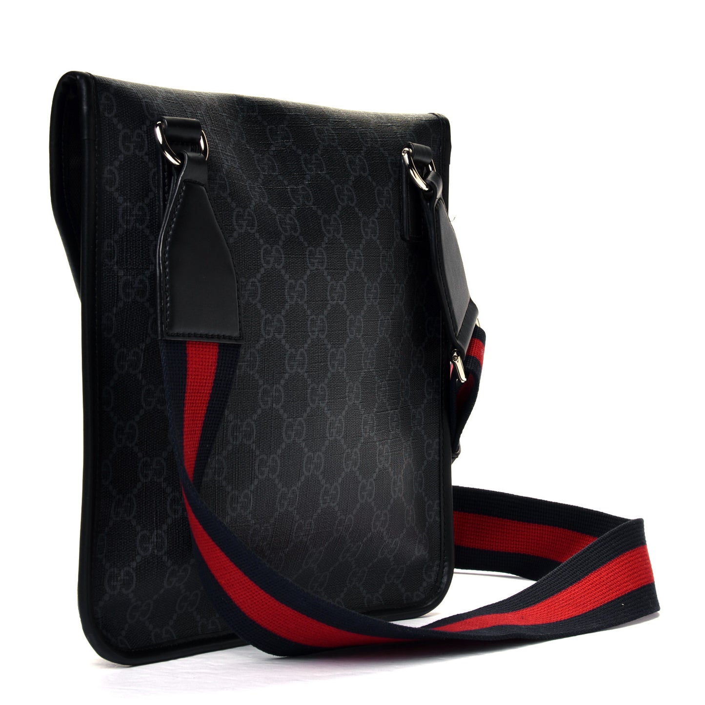 GG Supreme Monogram Web Medium Messenger Bag Black Grey