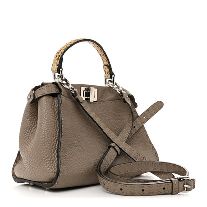 Fendi Cuoio Romano Snakeskin Selleria Mini Peekaboo Iconic Satchel Roccia Corda 3 of 13