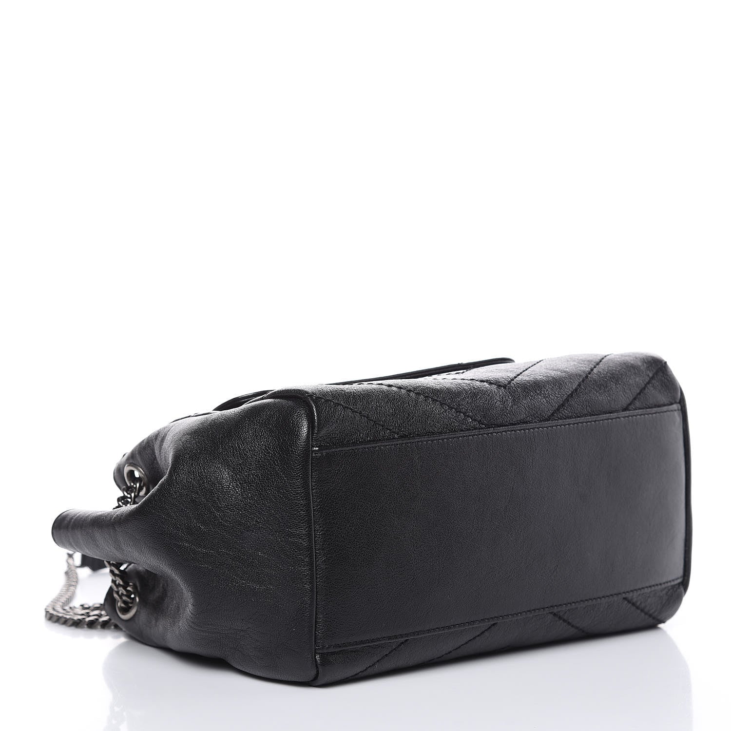 Saint Laurent Pebbled Lambskin Chevron Monogram Small Nolita Black 4 of 9