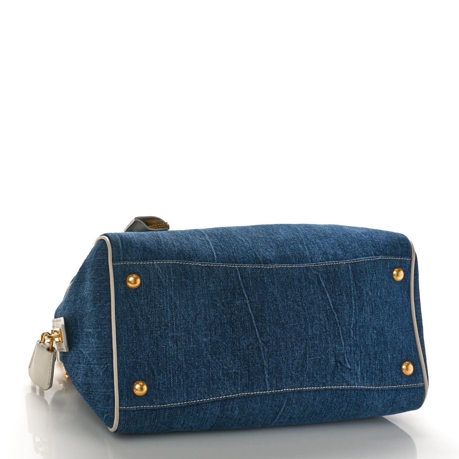 Prada Denim Saffiano Bauletto Blue 4 of 8