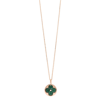 Louis Vuitton 18K Pink Gold Diamond Malachite Color Blossom Extra Large BB Sun Pendant Necklace 1 of 4