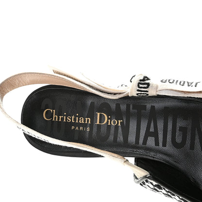 Christian Dior Wool Ribbon Houndstooth J'Adior Slingback Ballet Flats 38 Black White 7 of 14