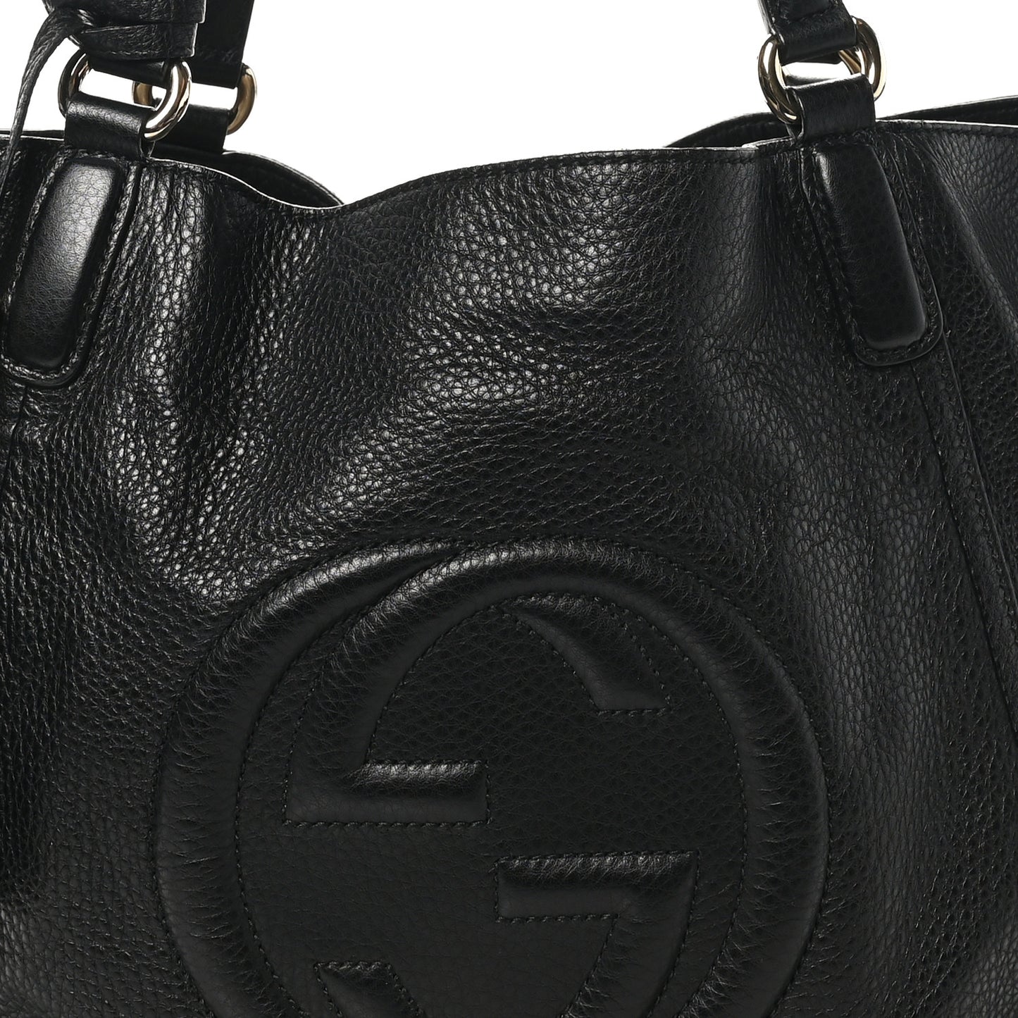 Pebbled Calfskin Medium Soho Shoulder Bag Black