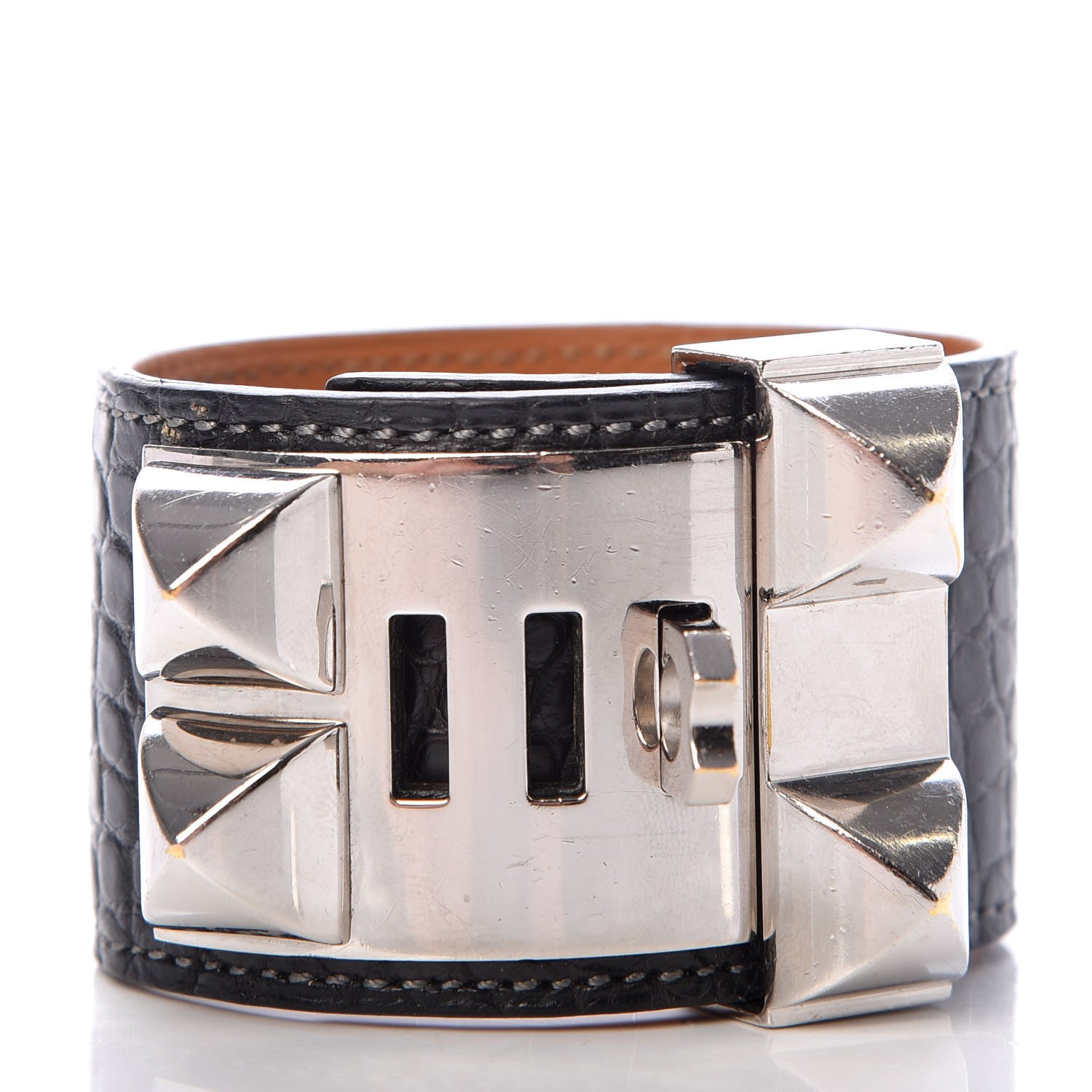 Hermes Matte Alligator Collier de Chien CDC Bracelet S Black 3 of 6