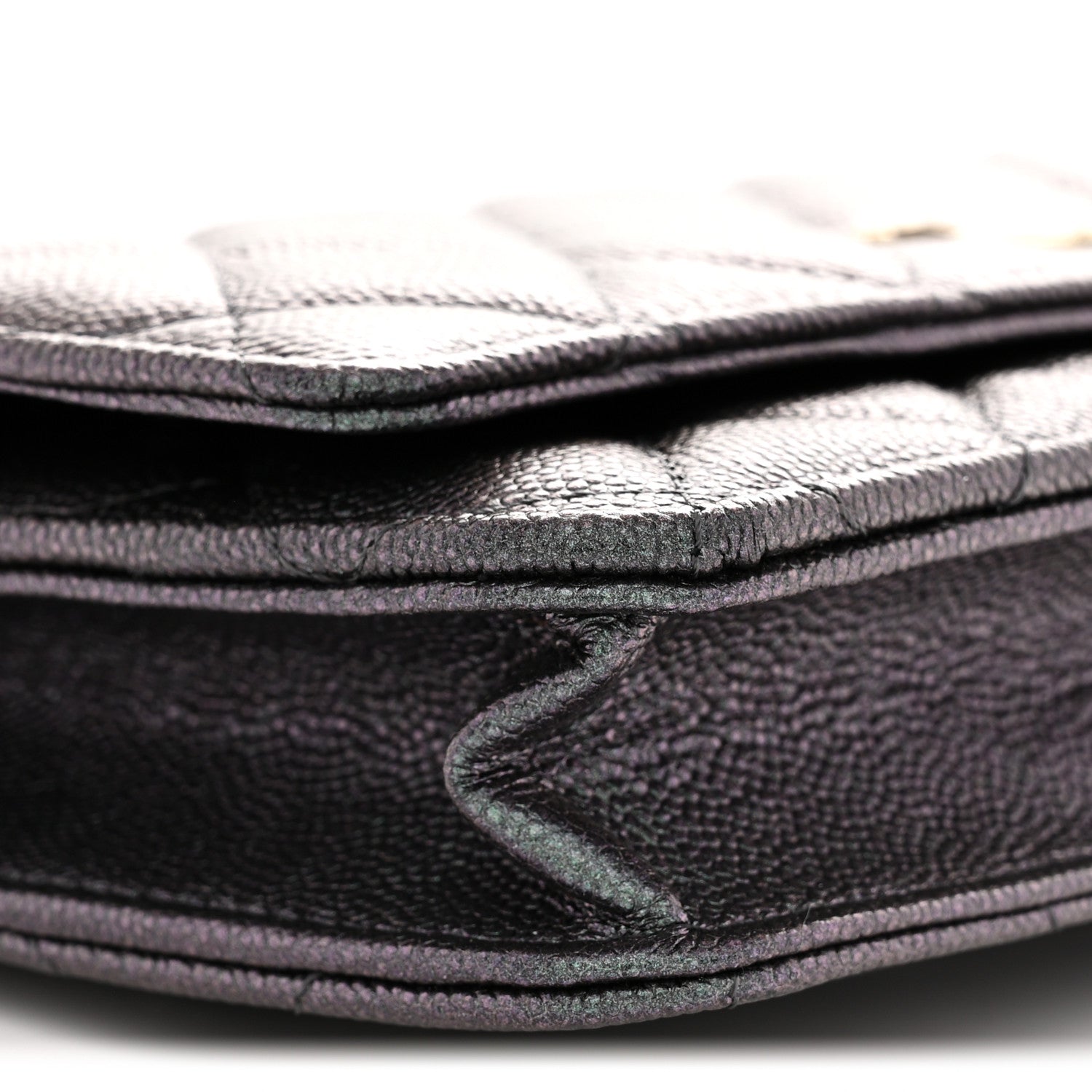 Chanel Iridescent Caviar Quilted Wallet on Chain WOC Dark Blue 9 of 11