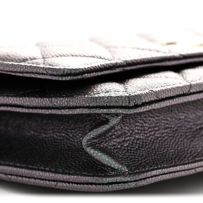 Chanel Iridescent Caviar Quilted Wallet on Chain WOC Dark Blue 9 of 11