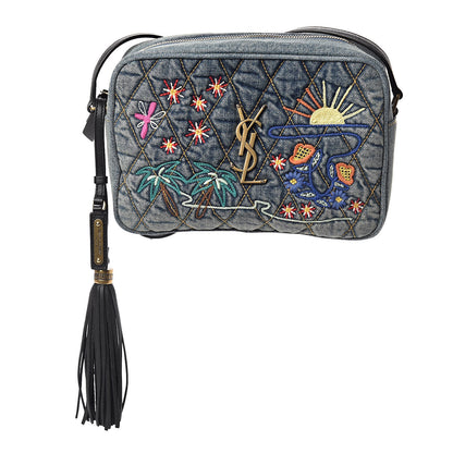 Saint Laurent Denim Matelasse Quilted Summer Embroidered Classic Monogram Camera Bag Blue 1 of 7