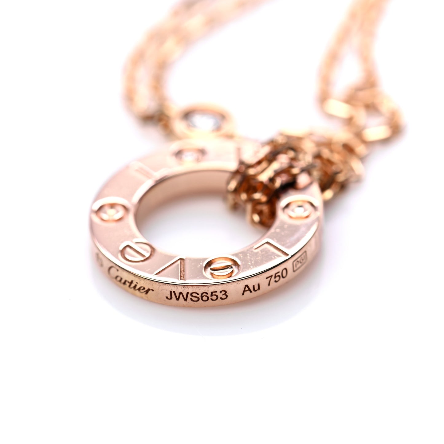 18K Pink Gold 2 Diamond LOVE Necklace
