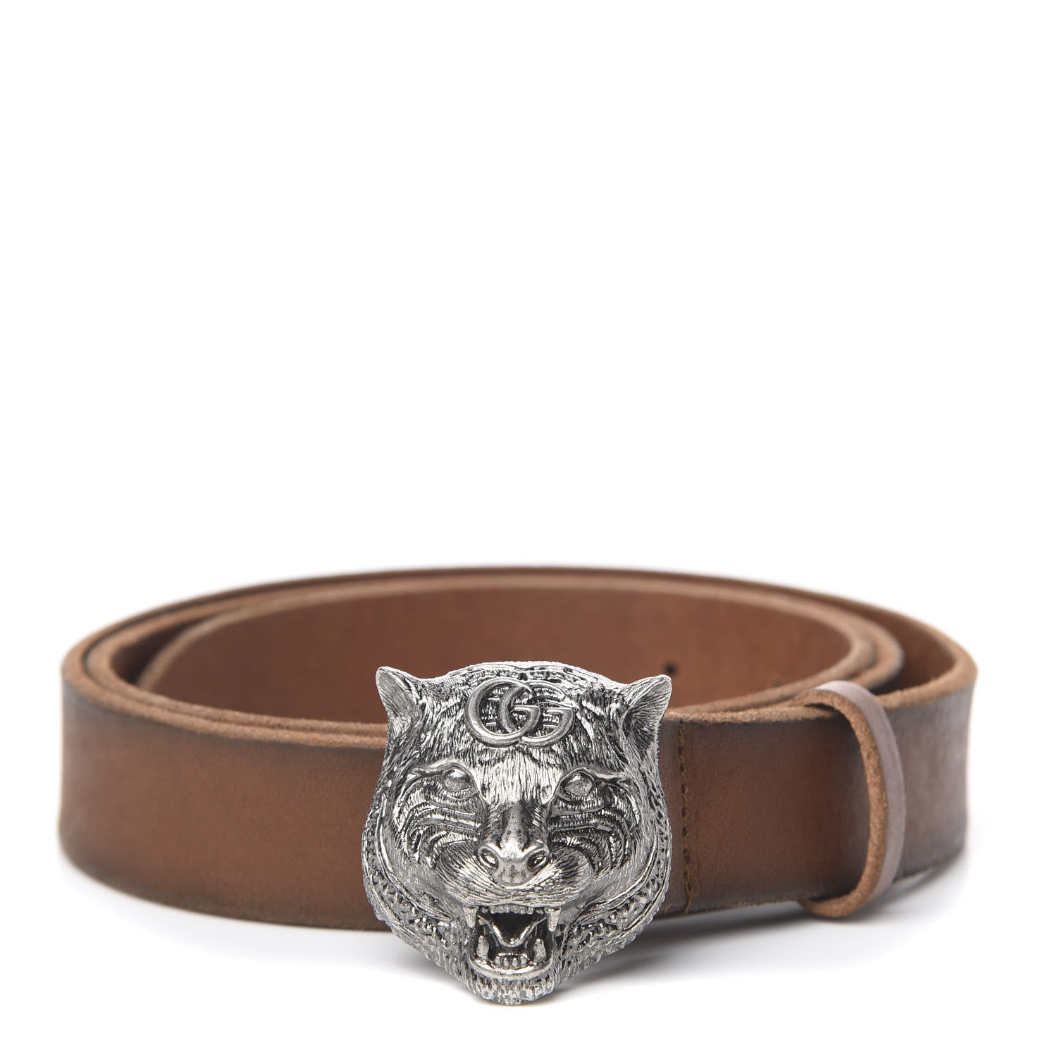 Gucci Cuoio Toscano Nickel Feline Buckle Belt 100 40 Cuir 1 of 5