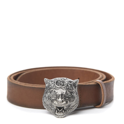 Gucci Cuoio Toscano Nickel Feline Buckle Belt 100 40 Cuir 1 of 5
