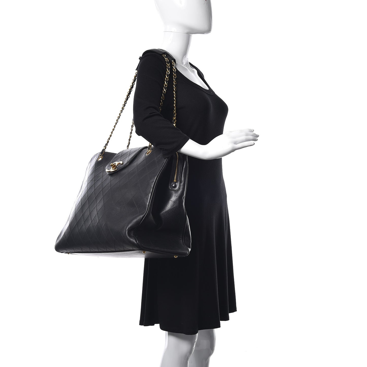 Calfskin Stitched XL Weekender Black