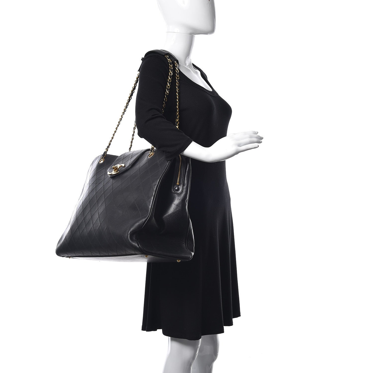 Chanel Calfskin Stitched XL Weekender Black 2 of 25