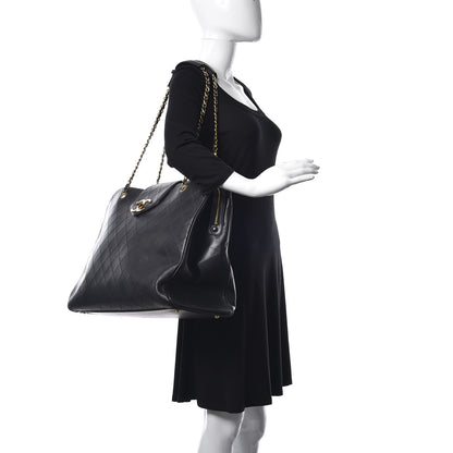 Chanel Calfskin Stitched XL Weekender Black 2 of 25