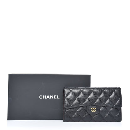 Chanel Caviar Quilted Long Flap Wallet Black 10 of 10