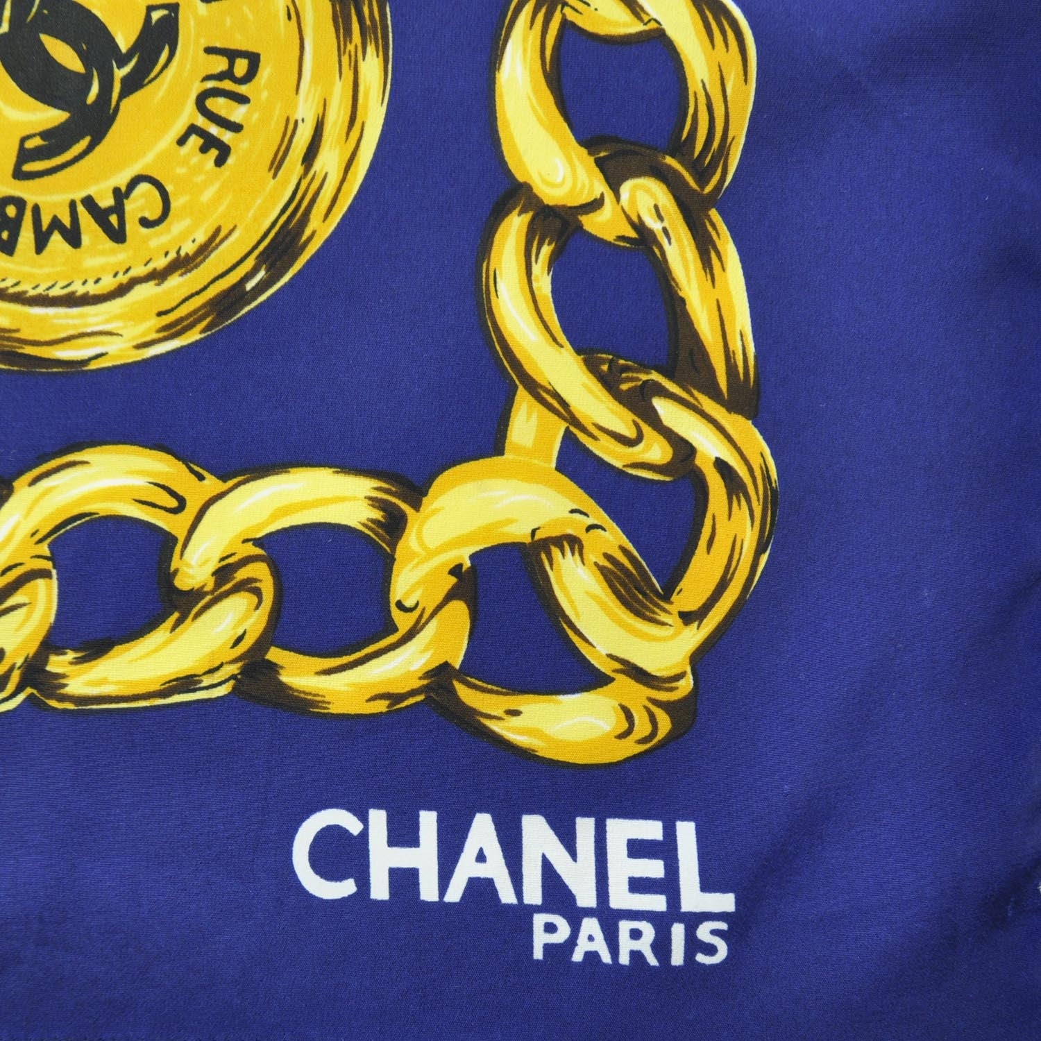 Chanel Silk CC Chain Scarf Blue 3 of 5