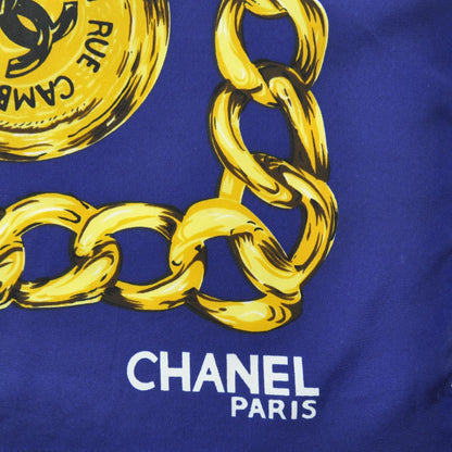Chanel Silk CC Chain Scarf Blue 3 of 5