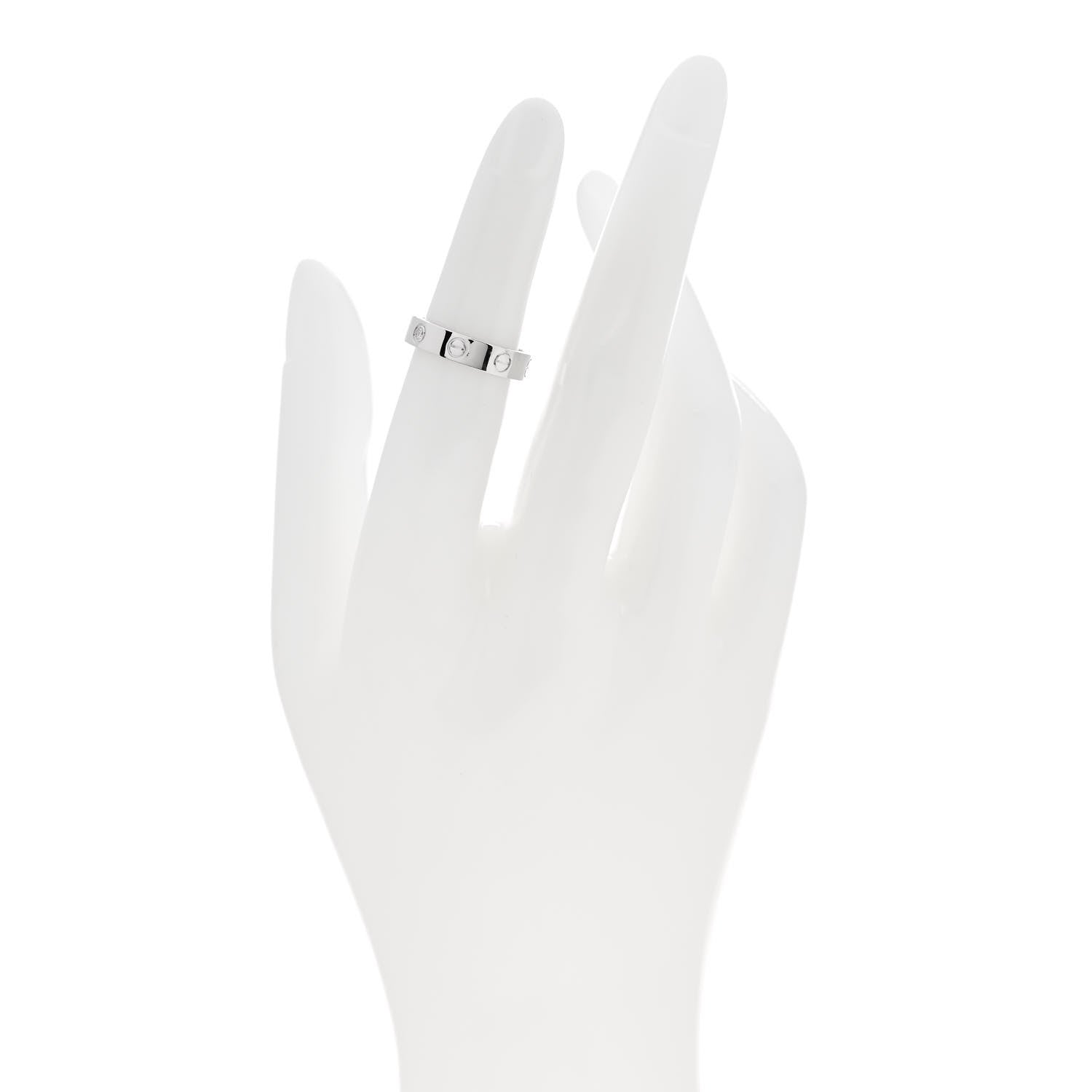 Cartier 18K White Gold Diamond 4mm LOVE Wedding Band Ring 48 4.5 2 of 4