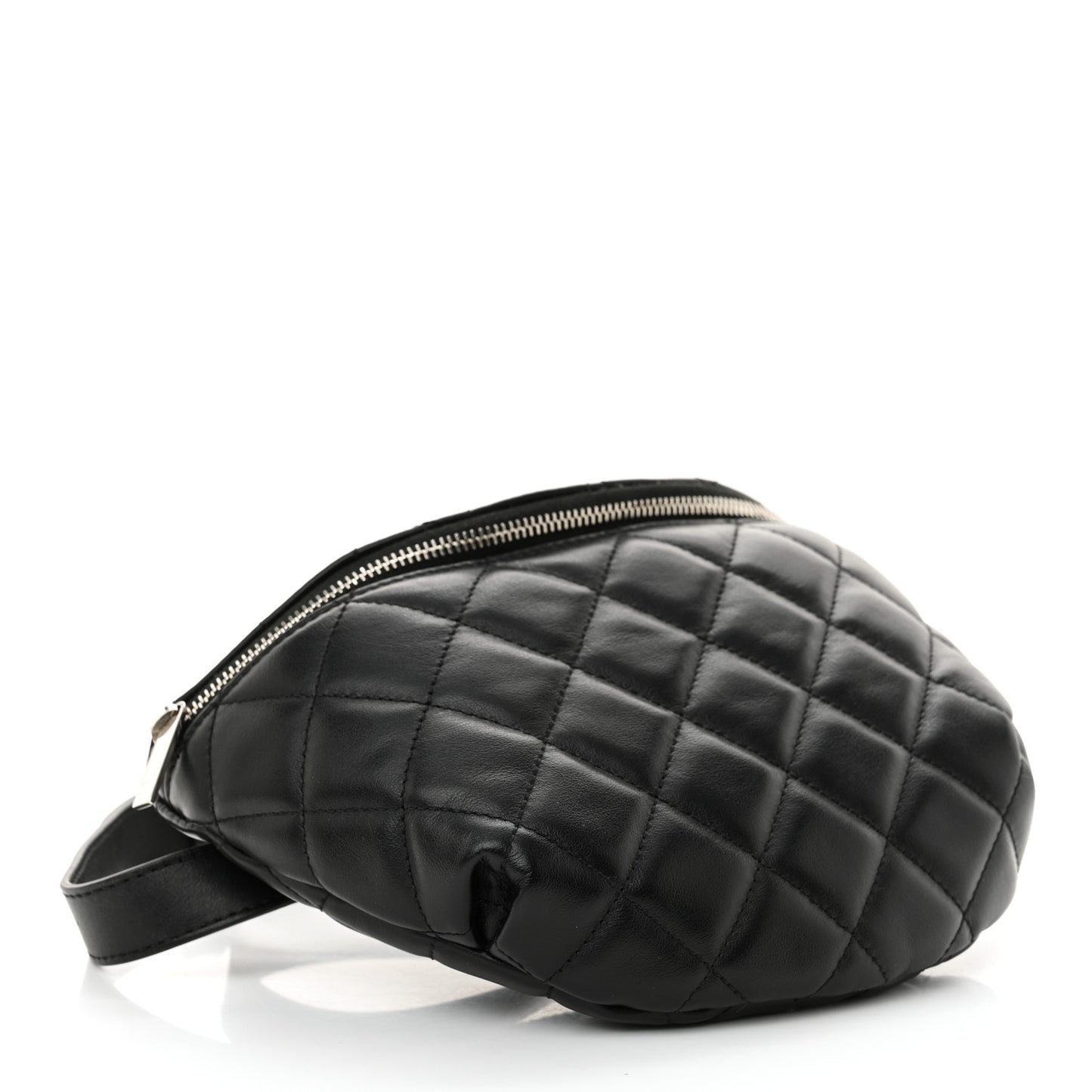 Calfskin Quilted Waist Belt Bag Black