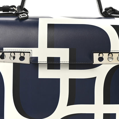 Delvaux Box Calfskin MM Tempete Satchel Navy Ivory Black 8 of 10