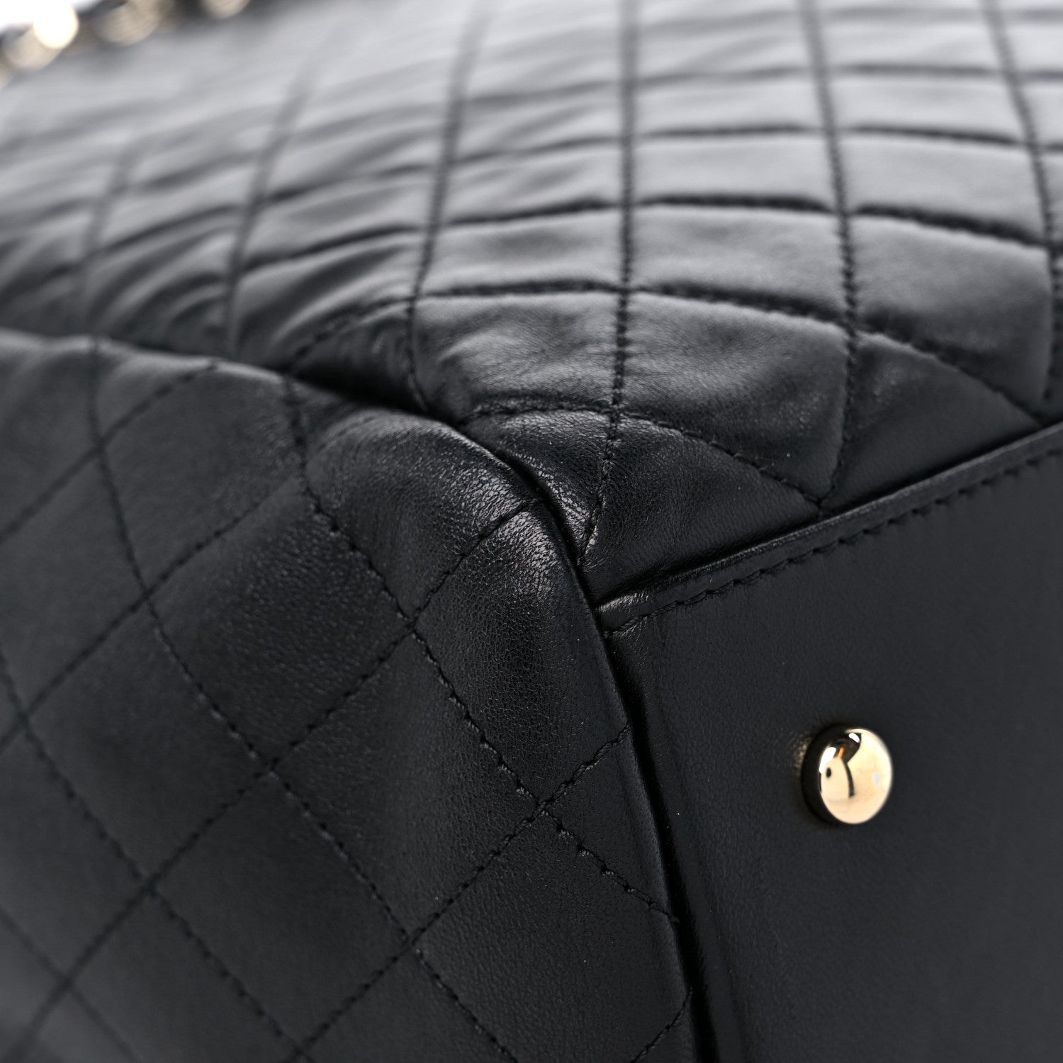 Chanel Lambskin Quilted Large Drawstring Bag Black 10 of 12