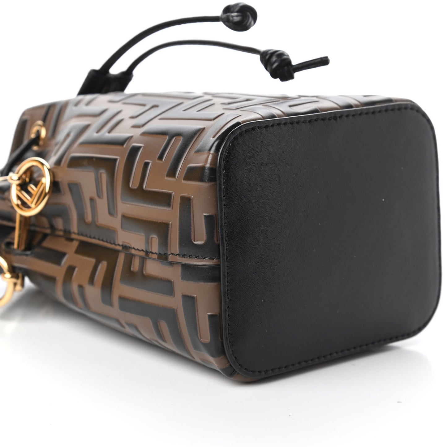 Vitello Liberty F is Fendi Bi-Color FF 1974 Embossed Mini Mon Tresor Bucket Bag Maya Black