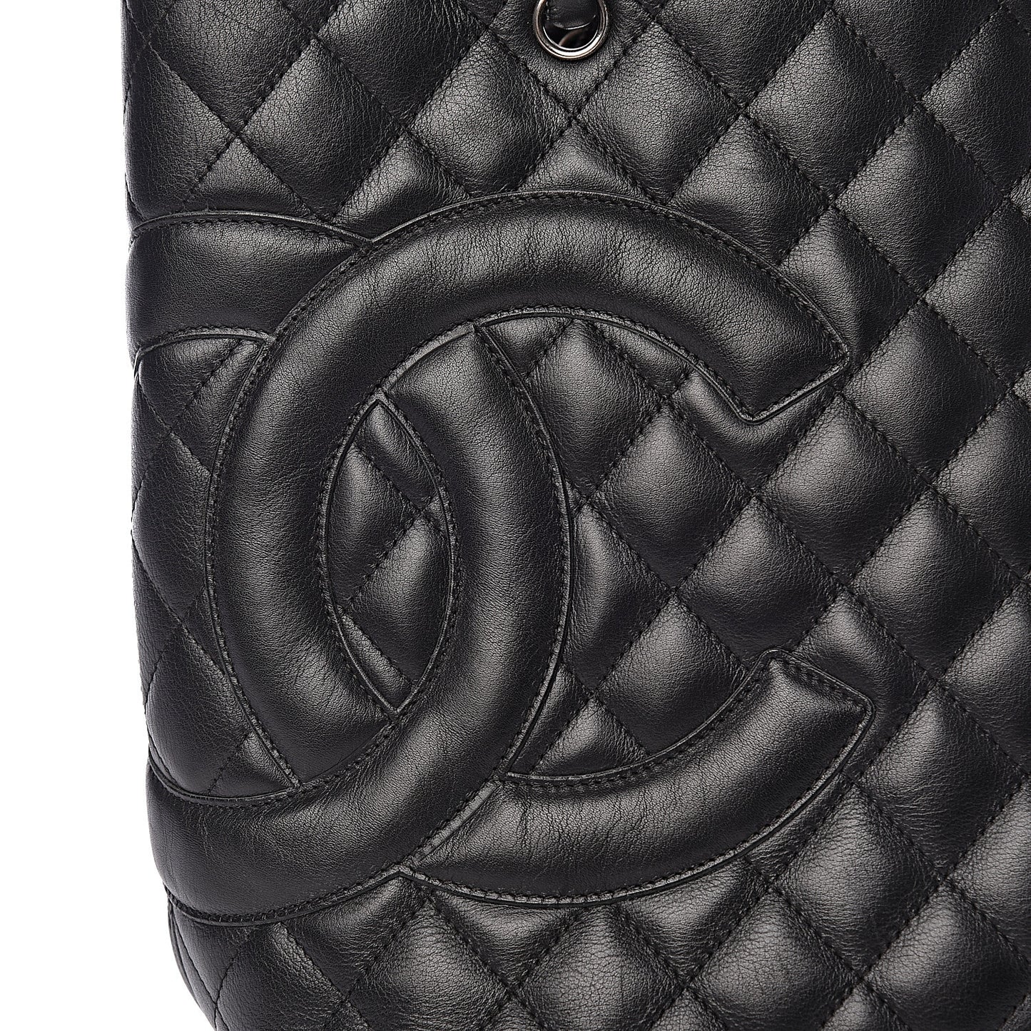 Calfskin Quilted Medium Cambon Tote Black