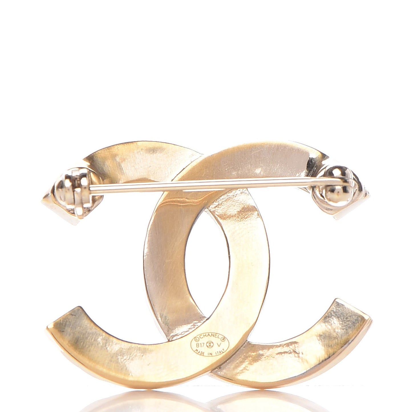 Baguette Crystal Quilted CC Brooch Gold