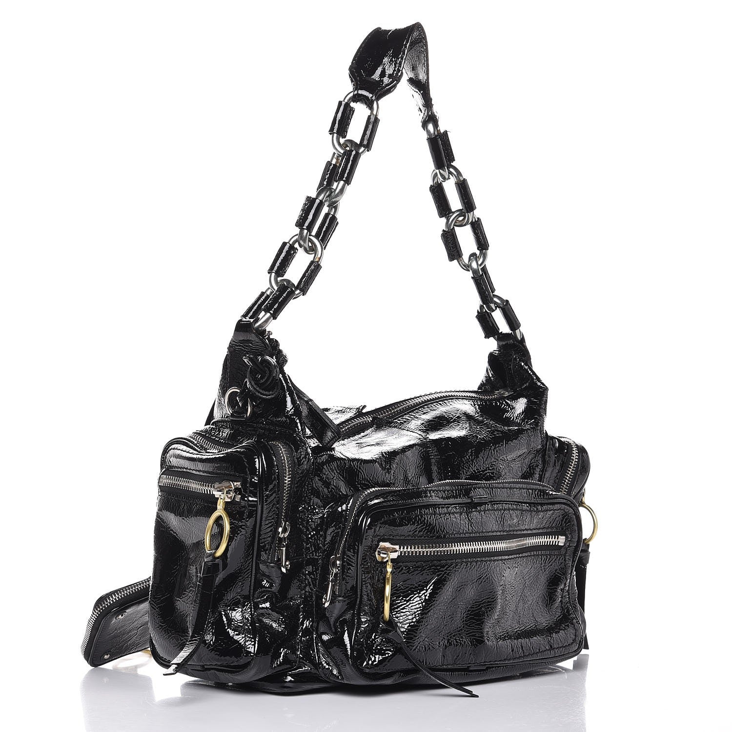 Chloe Crinkled Patent Betty Hobo Black 3 of 15