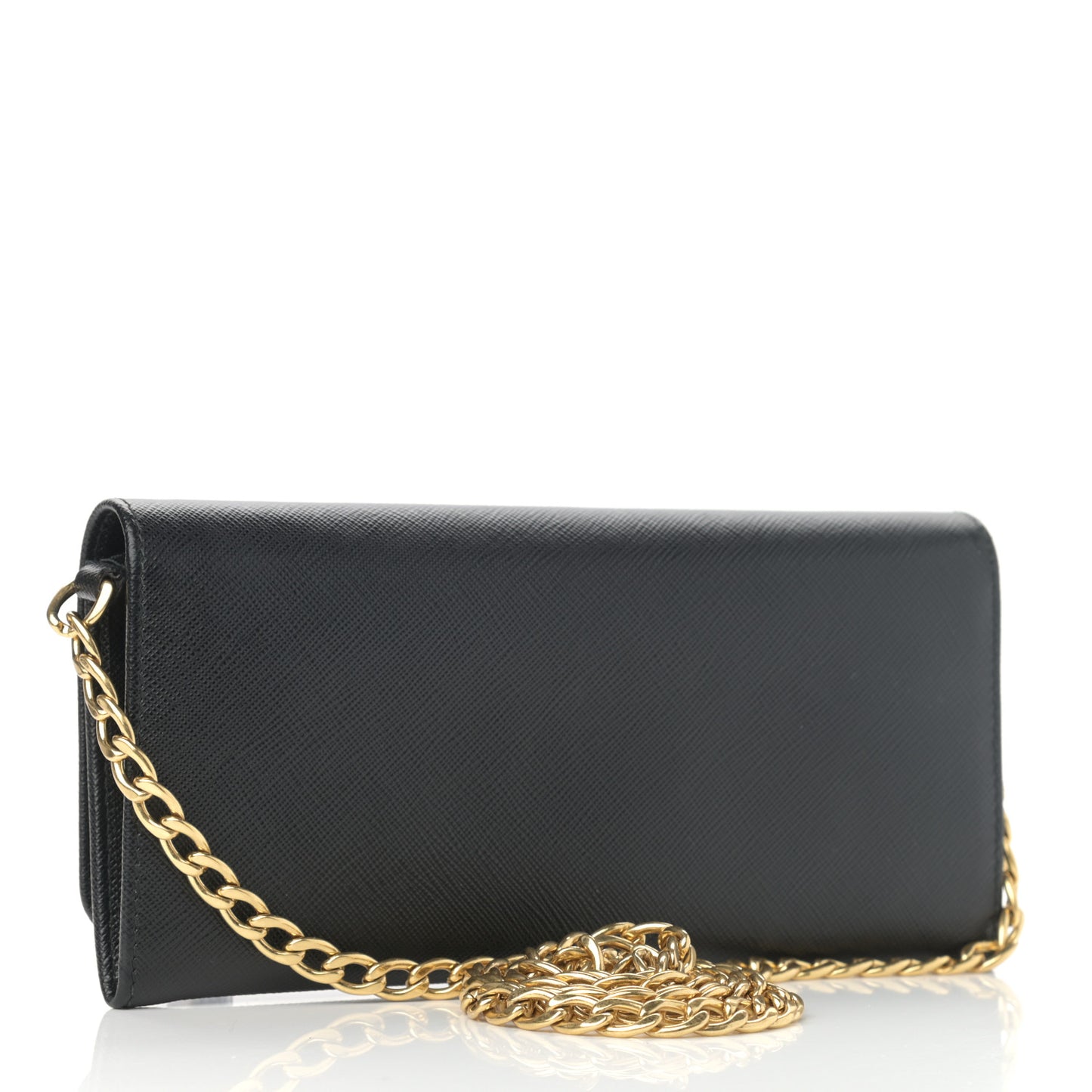 Saffiano Lux Chain Wallet Black