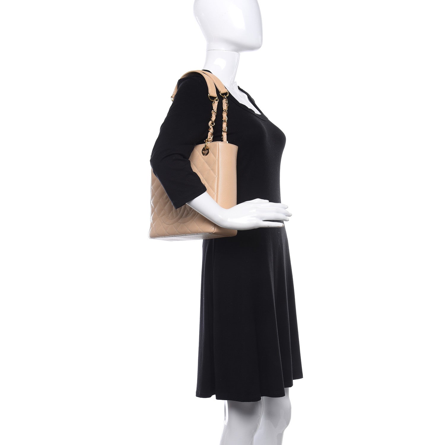 Chanel Caviar Quilted Petit Shopping Tote PST Beige 2 of 11